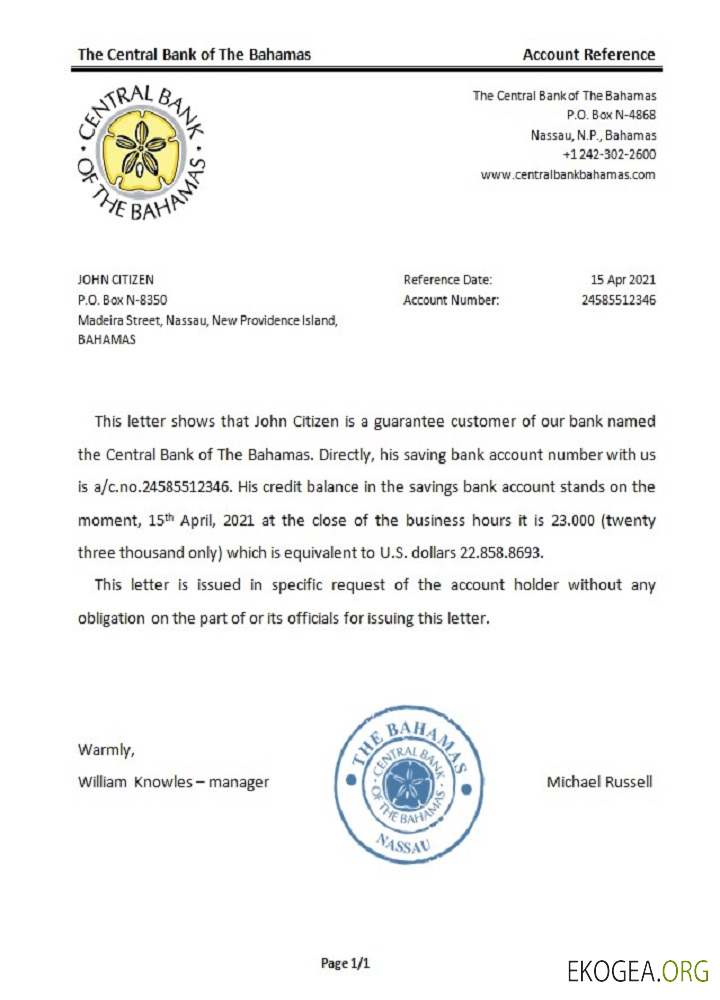 Les Bahamas , La banque centrale des Bahamas , référence template